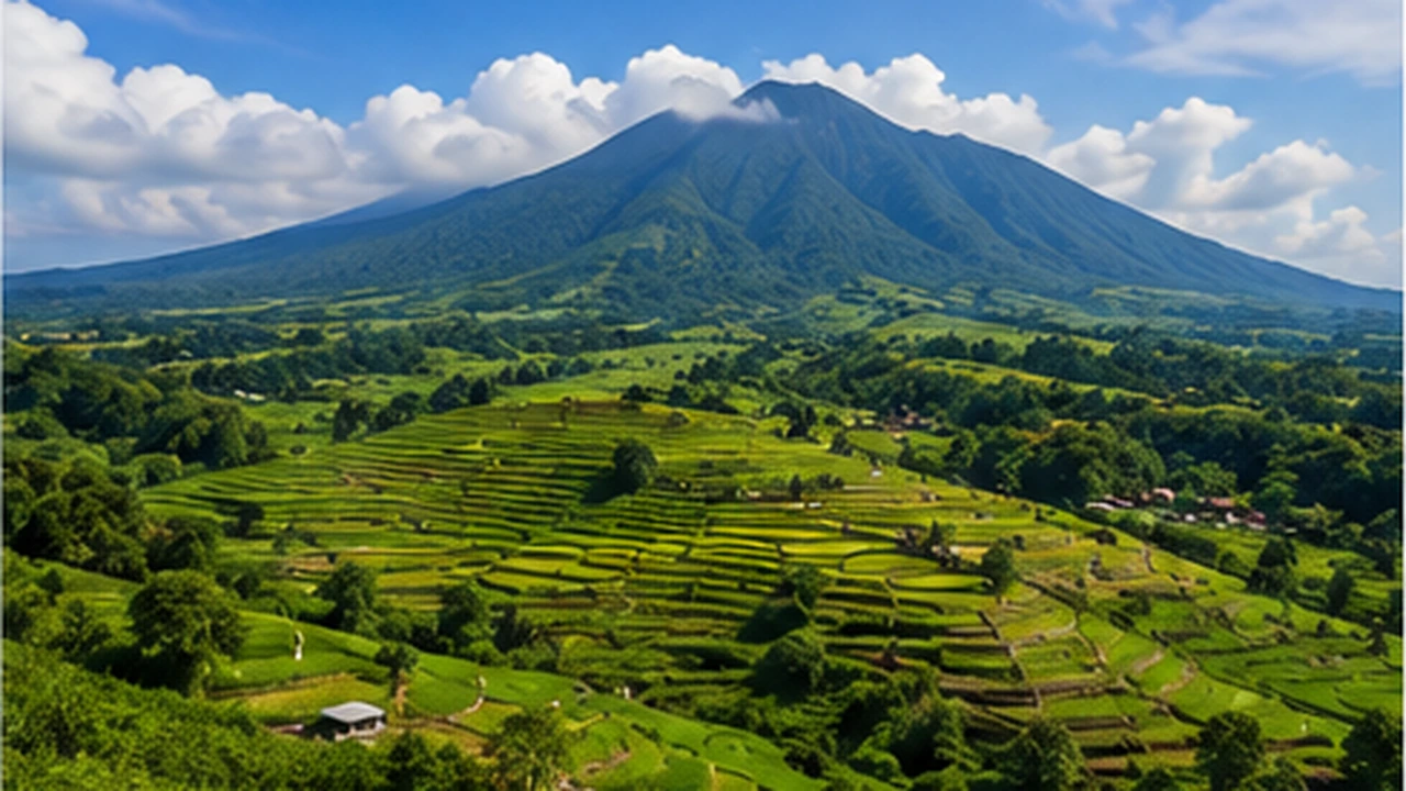 Pemandangan kawasan perbukitan dan perkebunan di Cianjur